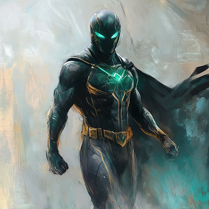 drawing custom superhero character in action
