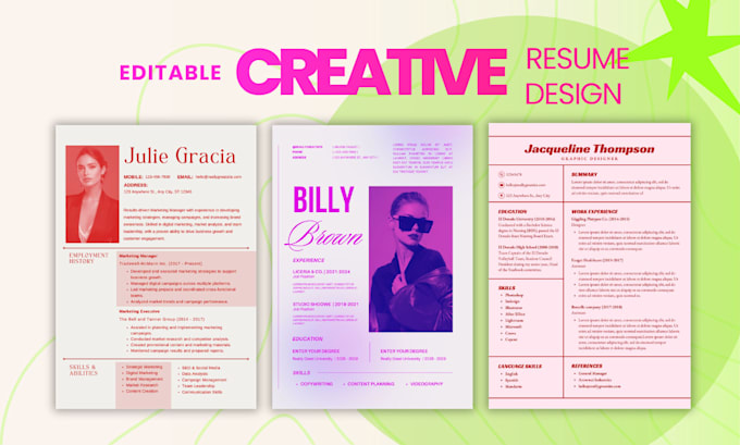 design a bold creative resume for artists and creatives