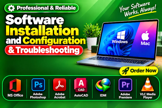 do software install, troubleshooting, and windows setup via teamviewer