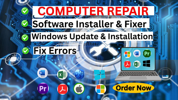 install any software, fix, or repair windows, mac, computer, or laptop remotely