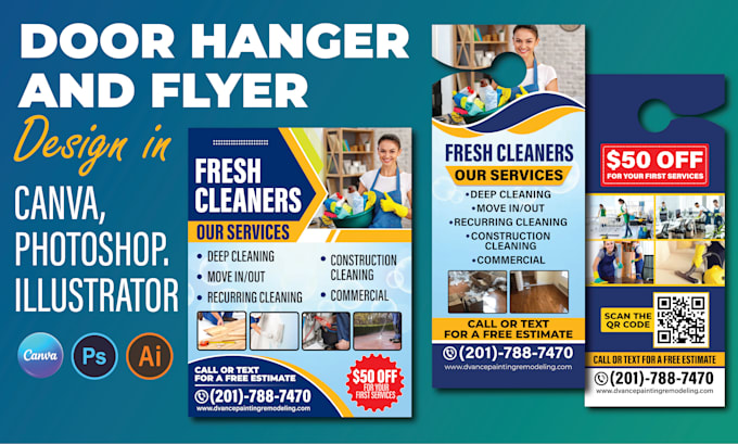 do door hanger design in canva, illustrator