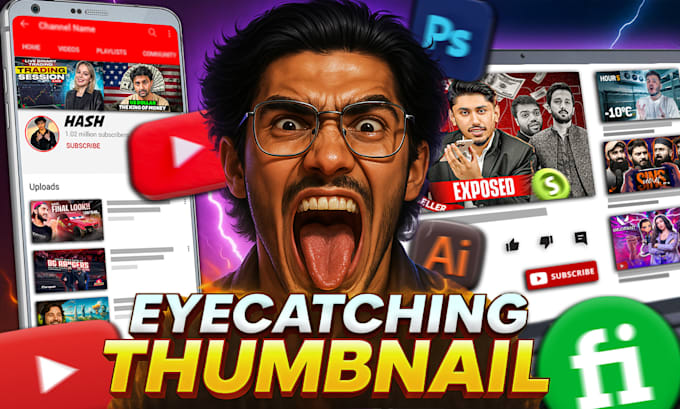 design custom premium attractive clickbait youtube thumbnail