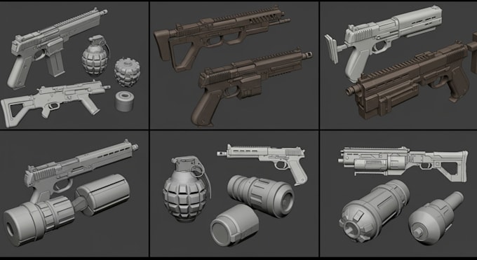 Create 3d gun model, grenade model 3d weapons for game 3d game assets ...
