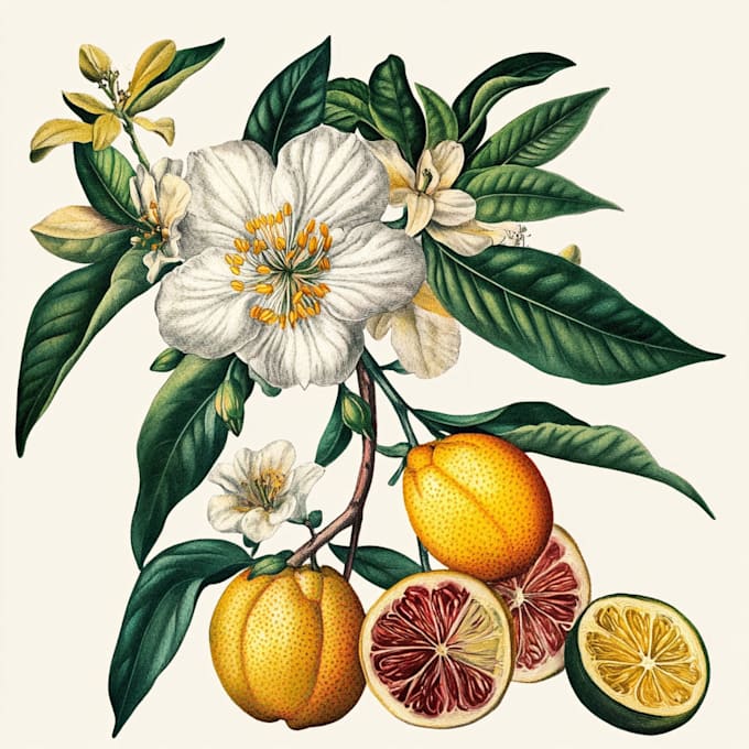 create a beautiful vintage botanical illustration poster