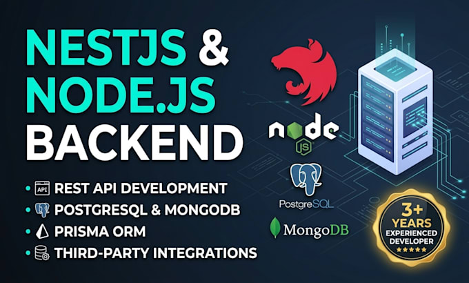 build nest js node js rest API with postgresql mongodb prisma and integrations