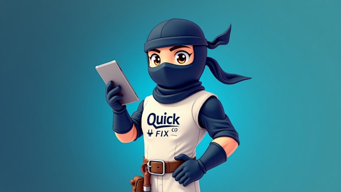 do ninja repairman mascot logo design