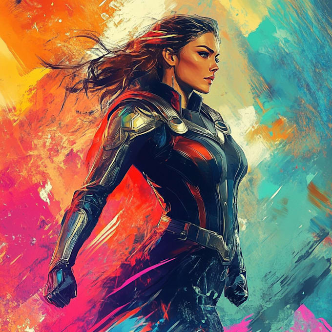 drawing custom superhero character in action