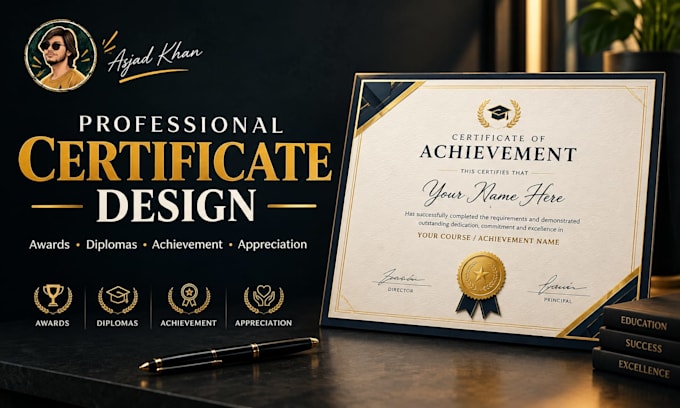 design professional certificates, awards, diplomas and certificates