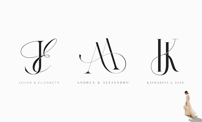 create elegant wedding logo, initials or monogram
