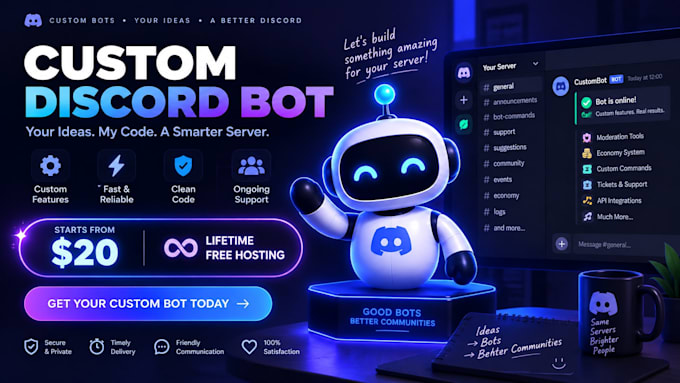 create a professional discord bot with lifetime free hosting