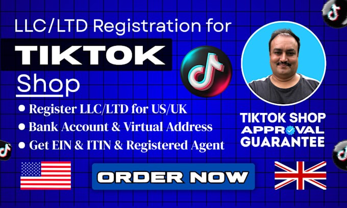 register llc,ltd and get all required things to make fully approved tiktok shop