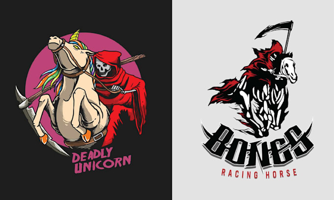 make retro t shirt horror horse logo