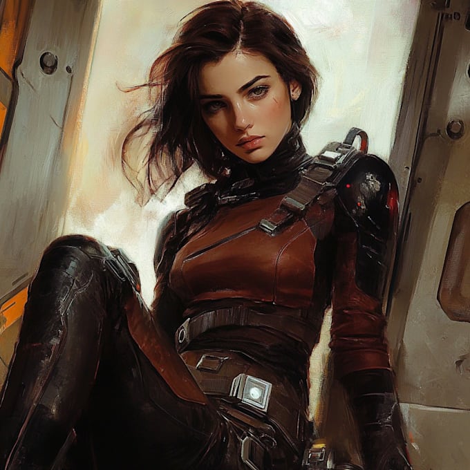 draw star wars sci fi character art, game character for you