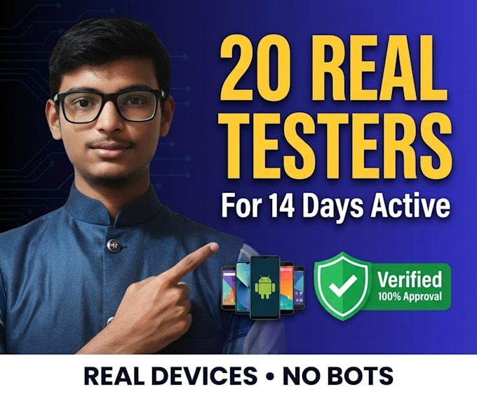 provide 20 testers for google play console closed testing