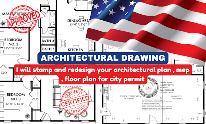 Stamp and redesign your architectural plan , mep , floor plan for city ...