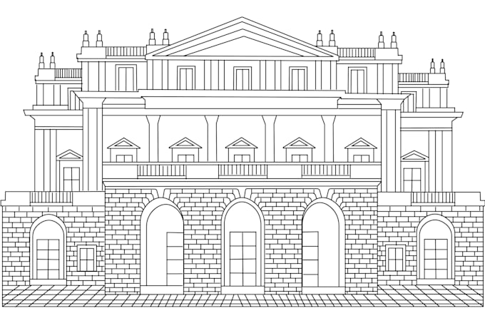 Draw detailed building sketch or line art by Samia_sanzim | Fiverr