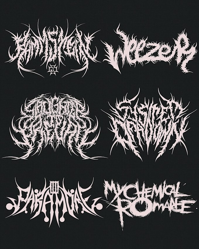 create awesome metal, y2k, psychedelic font logo