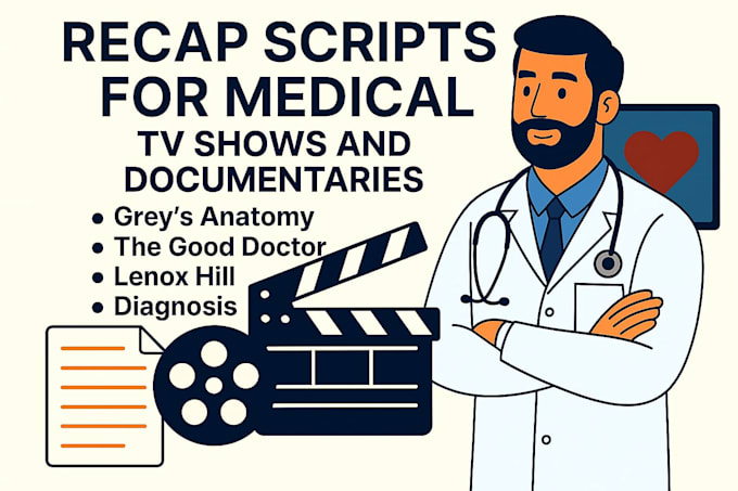 write recap scripts for medical TV shows and documentaries