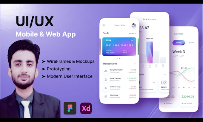 Design mobile app ui ux in figma with wireframe prototype by Hanzala ...