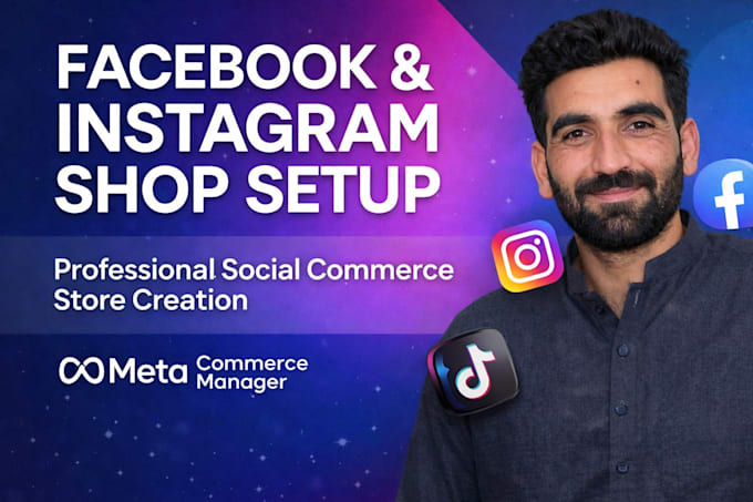 set up facebook shop, instagram shop and tiktok shop with commerce manager