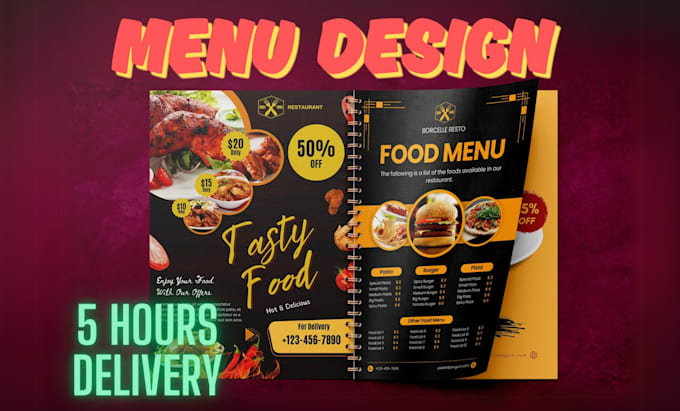restaurant menu, food flyer, brochure, poster design