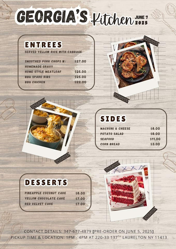 design food menus, flyers, posters and brochures