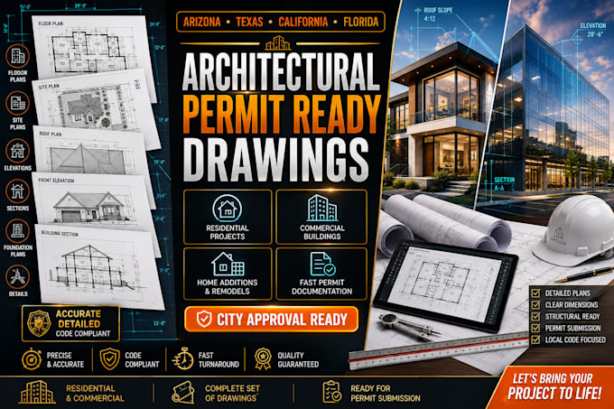 do architectural plan permit ready drawing for arizona texas california florida
