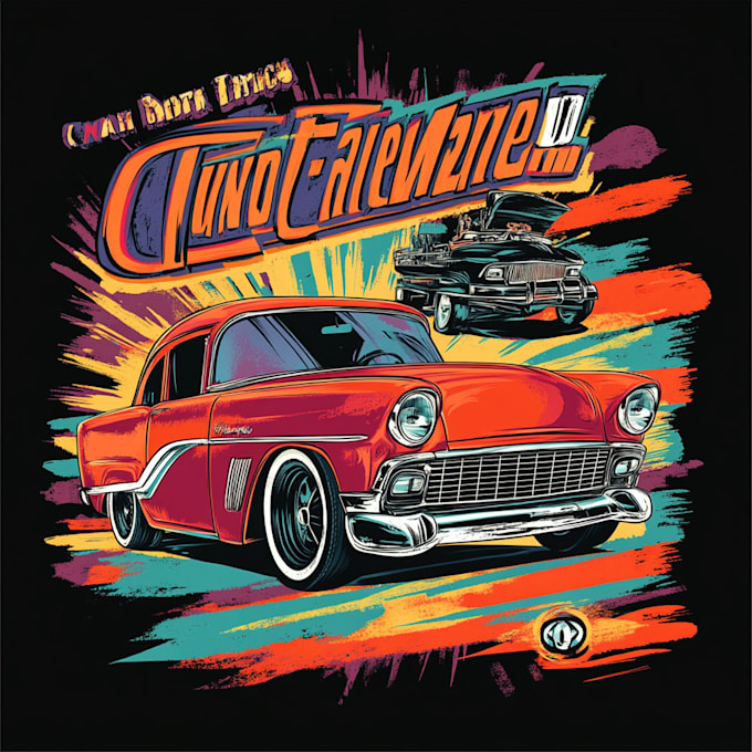 retro automotive tshirt, car show design