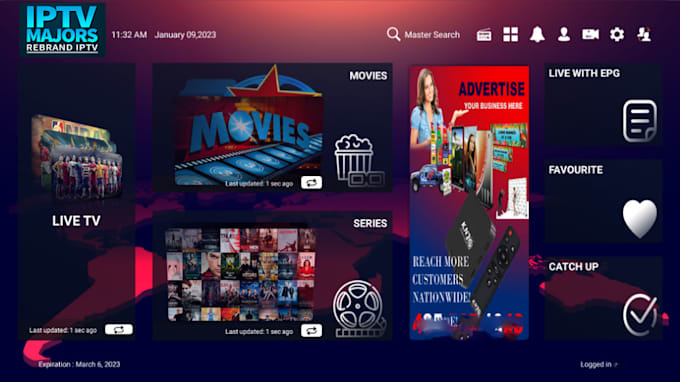 rebrand iptv app, build iptv app, smart TV, live channel app with admin panel