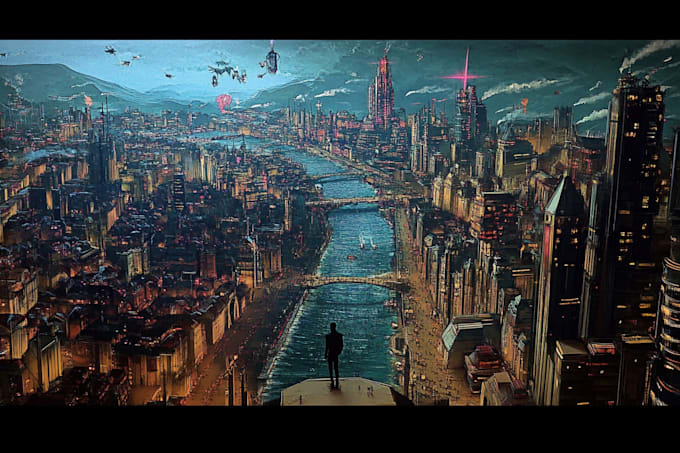 do futuristic cyberpunk city and sci fi concept art