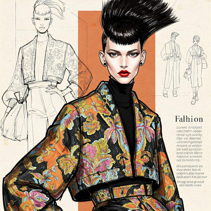 Do a fashion illustration, editorial and sketch by Sapsjon | Fiverr