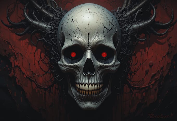 create dark art, horror or skull artworks illustration