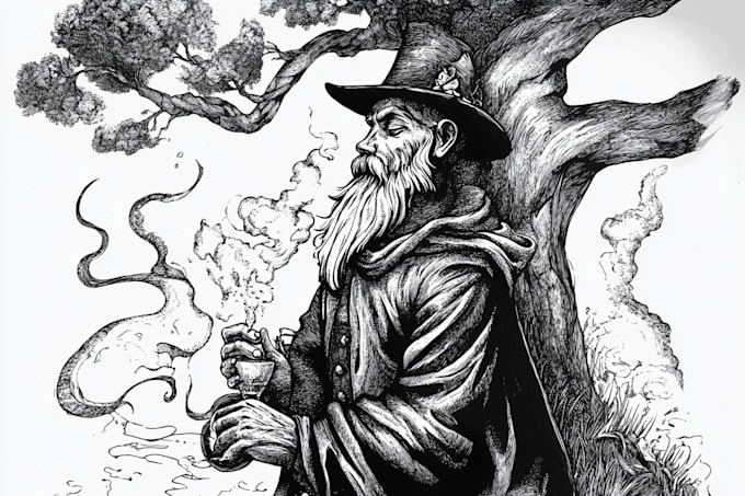 do a black and white engraving style illustration