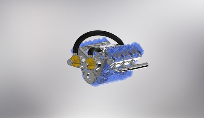 create 3d model of engine and simulations