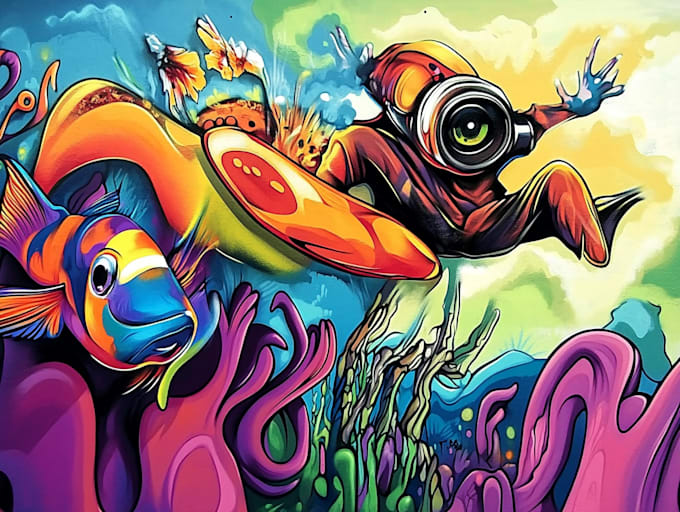 draw any graffiti mural wall art or banner