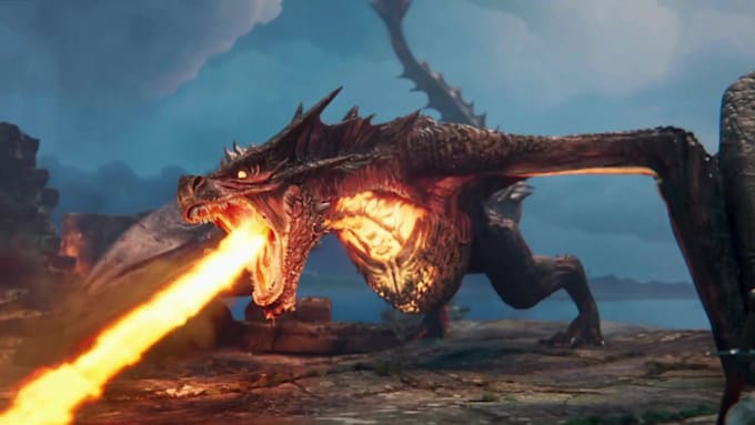 craft cinematic realistic 3ddragon animation with fire fx, rigging and HD render