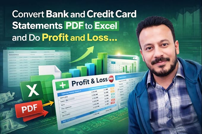 bank, credit card statement pdf to excel, profit and loss, ledger, bookkeeping