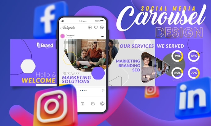 do instagram carousel design and facebook, social media banner, ads, posts