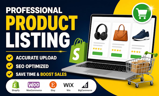 do shopify, woocommerce, etsy product listing and product upload