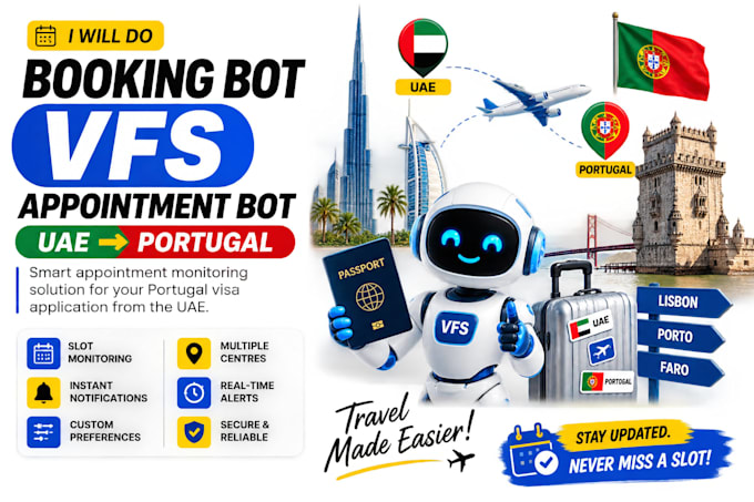 do booking bot,vfs appointment bot,appointment bot for uae to portugal