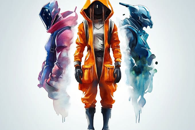 create scifi or cyberpunk character concept art