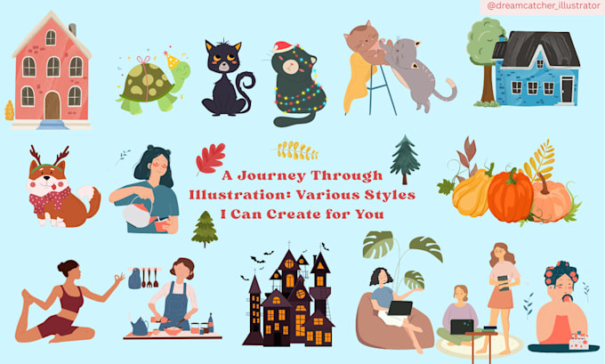 draw colorful and fun children story book illustration