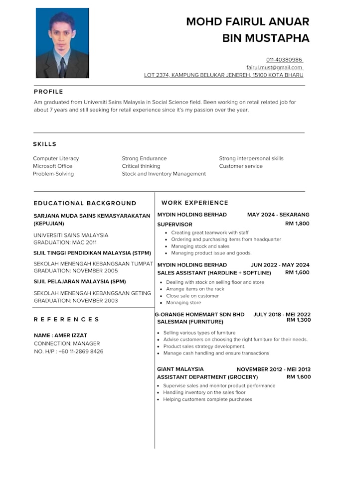 create resume for you