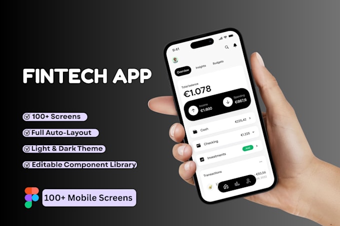design fintech app, wallet app dashboard, banking app, crypto app in figma