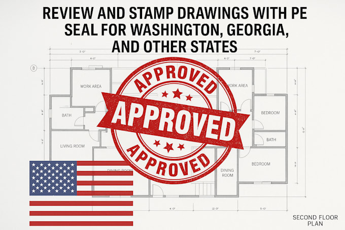 review and stamp drawings with pe seal for washington, georgia, and other state