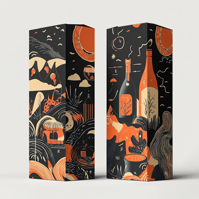 draw perfume label and box packaging design