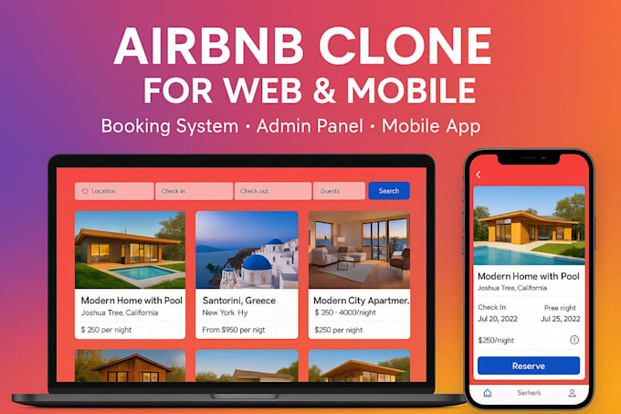 develop a custom airbnb clone with booking, payments and mobile apps