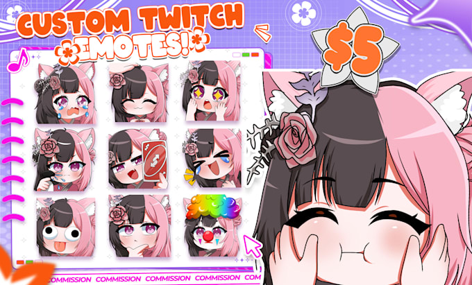 create twitch emotes or animated, and sub badges for discord, vtuber stream