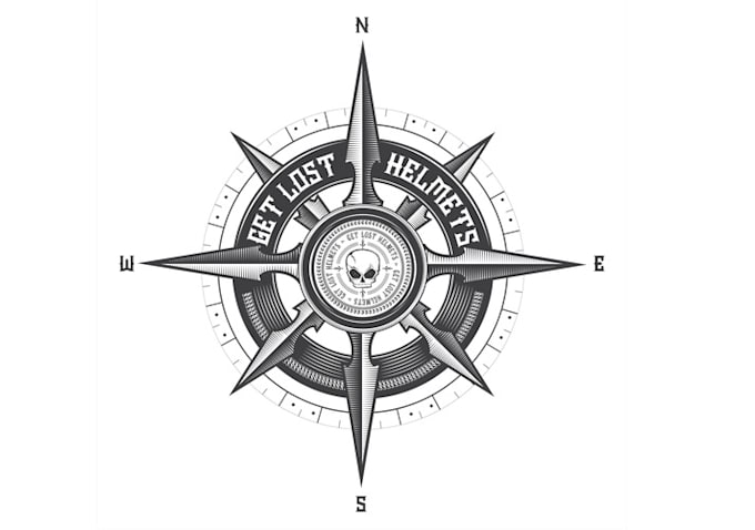 design custom helmet logo with a compass theme