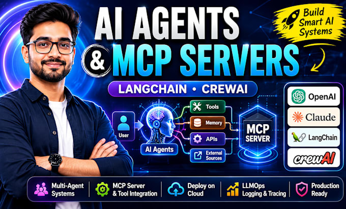 build ai agents, multiagent systems, and mcp servers using langchain crewai